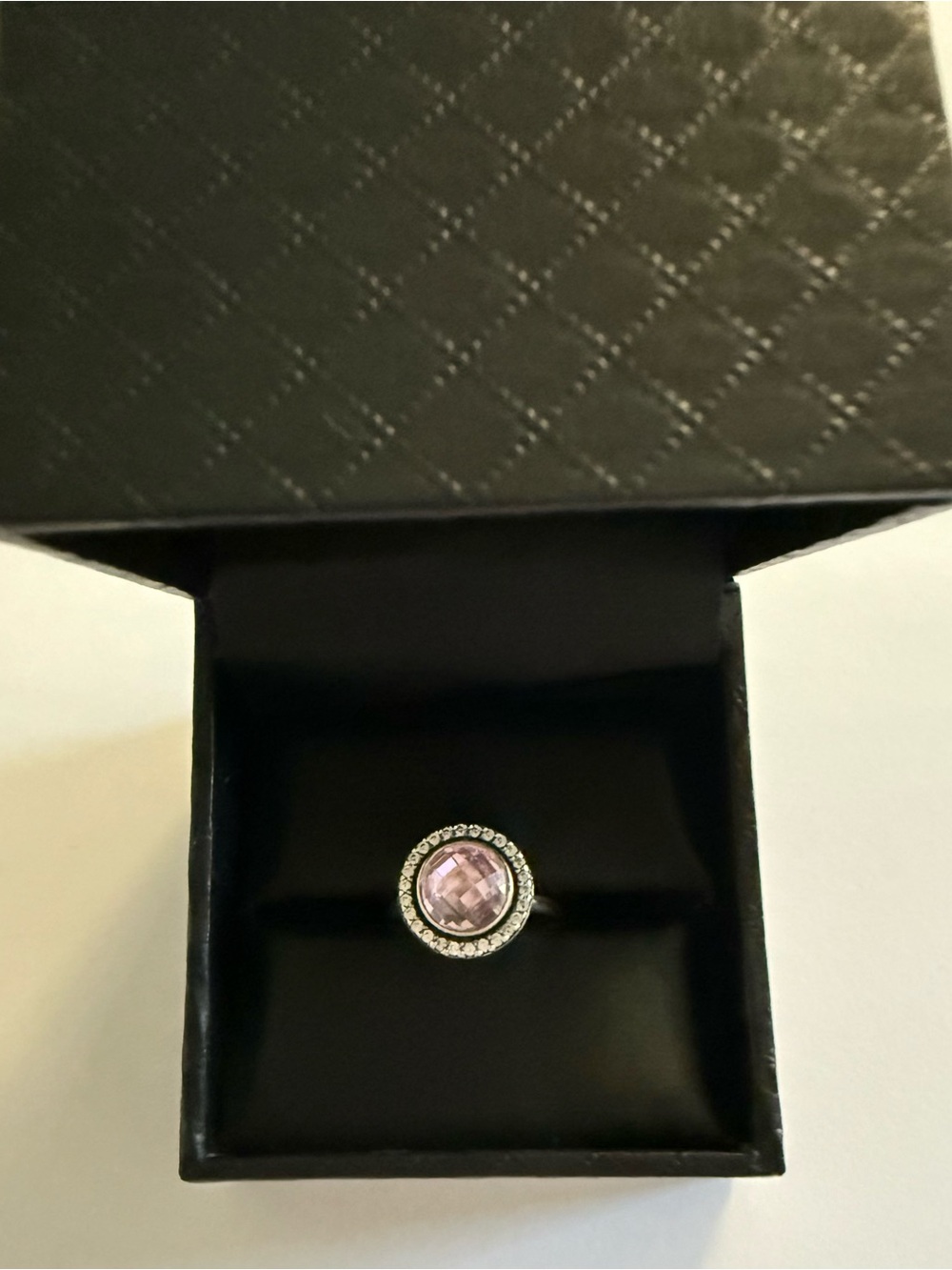 Size 8 - Pandora Sterling Silver Brilliant Legacy Ring w/Pink Zirconia Gemstone. - Picture 7 of 8